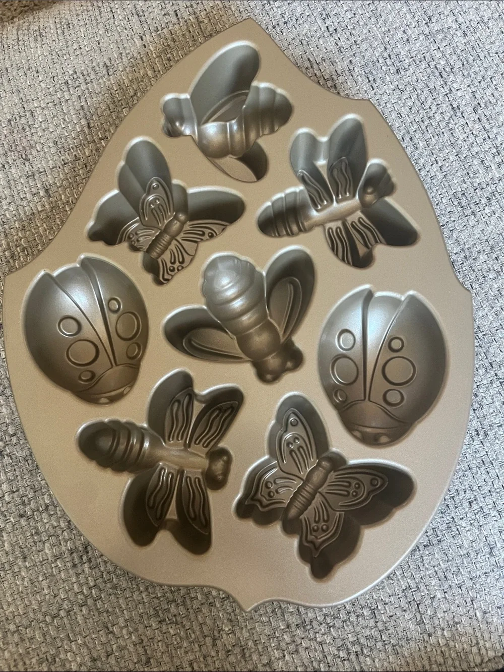 Nordic Ware Metallic Gold Insect Cake Pan - Bee Butterfly Ladybug Dragonfly